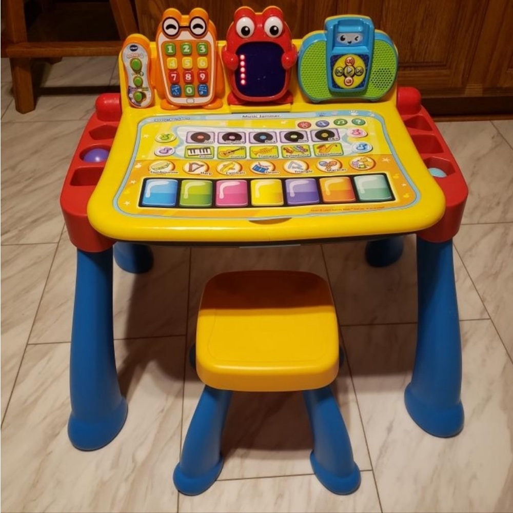 V-Tech Interactive Learning Desk for Kids - Red, Yellow, Blue
